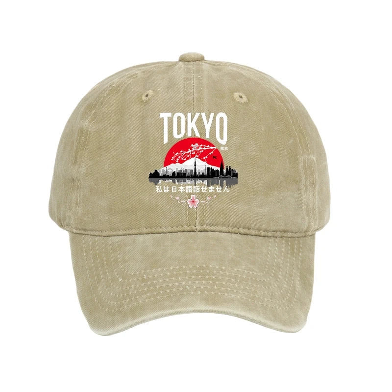 Unisex 100% Cotton I Don’t Speak Japanese Vintage Print Cap - Khaki - one size - image 2
