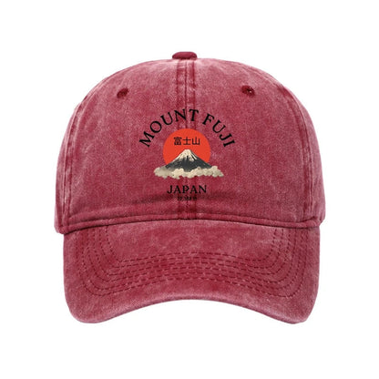 Unisex 100% Cotton Japan Mount Fuji Sun Unisex Vintage Print Cap - Rose - one size - image 4