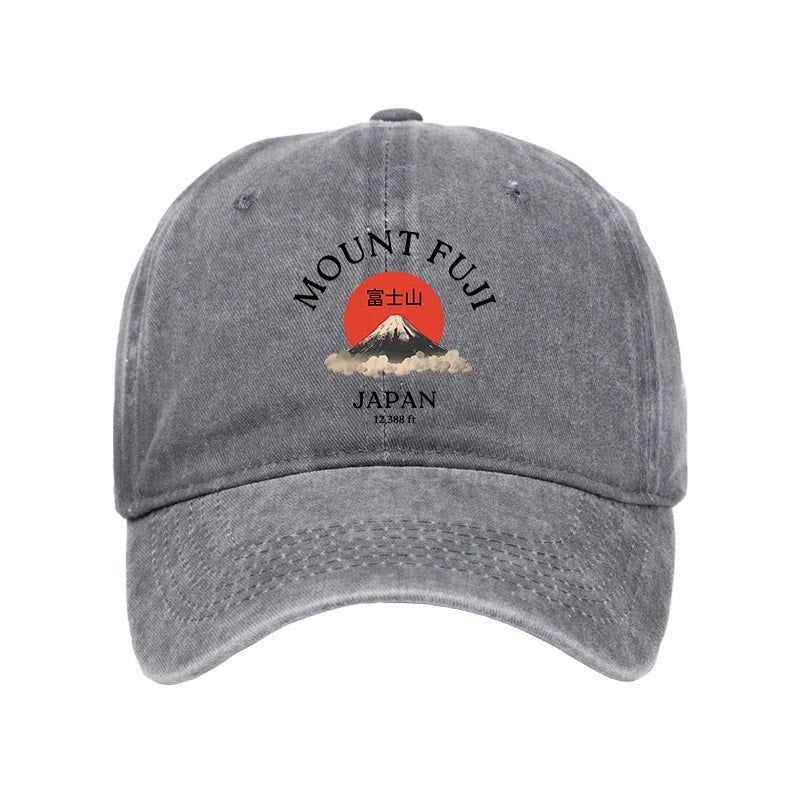 Unisex 100% Cotton Japan Mount Fuji Sun Unisex Vintage Print Cap - Grey - one size - image 6