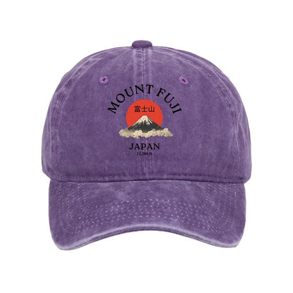 Unisex 100% Cotton Japan Mount Fuji Sun Unisex Vintage Print Cap - Purple - one size - image 3