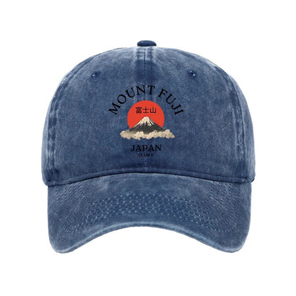 Unisex 100% Cotton Japan Mount Fuji Sun Unisex Vintage Print Cap - Blue - one size - image 5