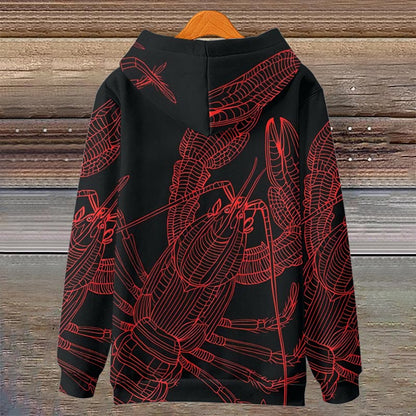 Women's Abstract Watercolor Lobster Art Print Long Sleeve Hoodie - image 2