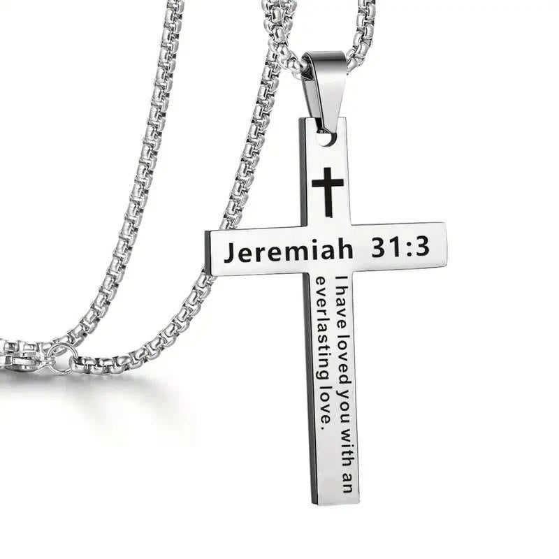 Bible Verse Cross Necklace - Jeremiah 31:3 - one size - image 11