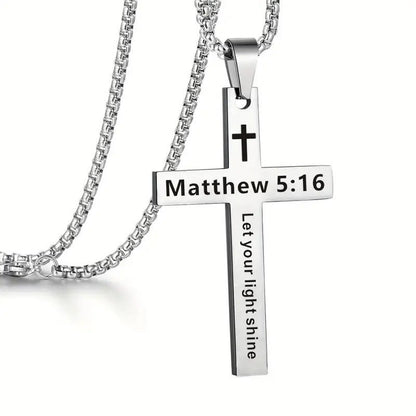 Bible Verse Cross Necklace - Matthew 5:16 - one size - image 13