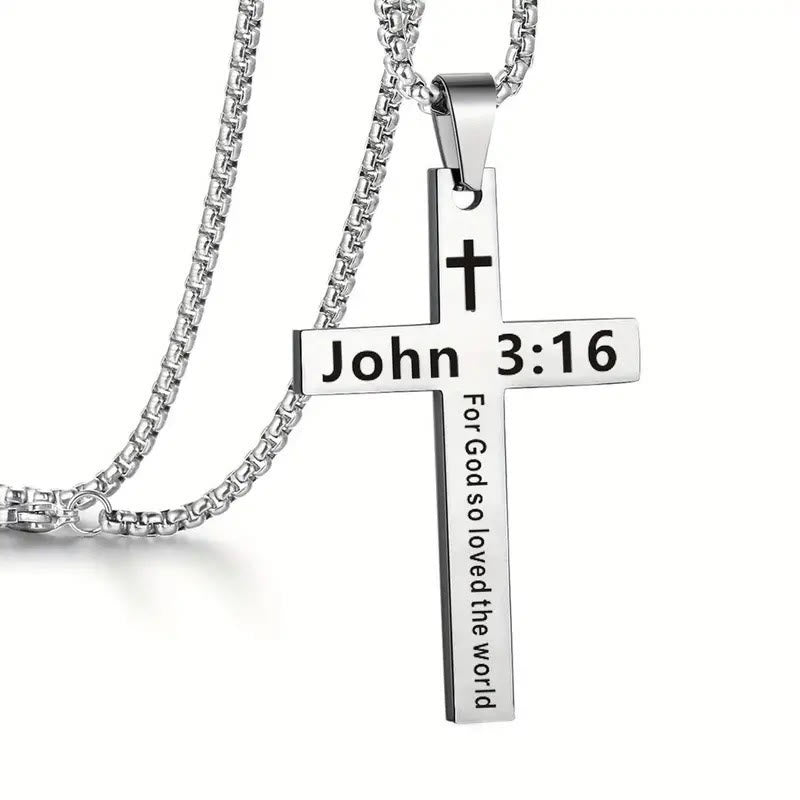 Bible Verse Cross Necklace - John 3:16 - one size - image 14