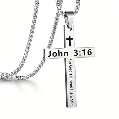 Bible Verse Cross Necklace - John 3:16 - one size - image 14