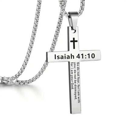 Bible Verse Cross Necklace - lsaiah 41:10 - one size - image 16