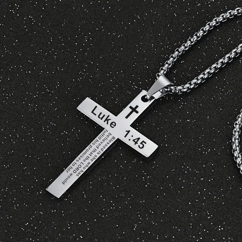 Bible Verse Cross Necklace - Luke 1:45 - one size - image 2