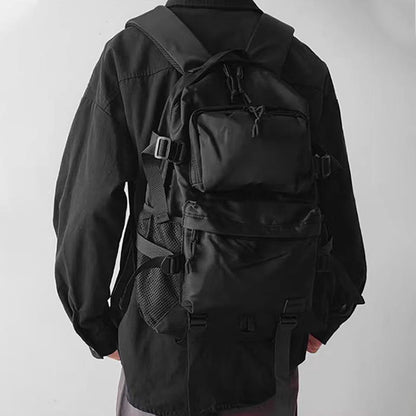 Solid Color Large Capacity Multi-layer Backpack - Black - one size - image 1