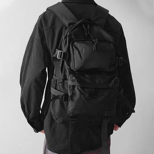 Solid Color Large Capacity Multi-layer Backpack - Black - one size - image 1
