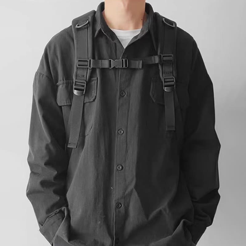 Solid Color Large Capacity Multi-layer Backpack - image 2