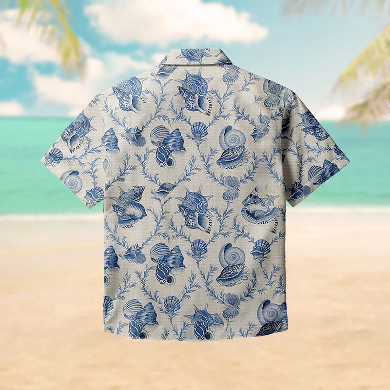 100% Cotton Nautical Seashell Print Short Sleeve Shirt - image 2