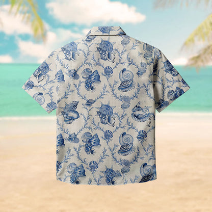 100% Cotton Nautical Seashell Print Short Sleeve Shirt - image 2