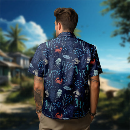 100% Cotton Underwater Adventure Marine Print Short Sleeve Shirt - image 4