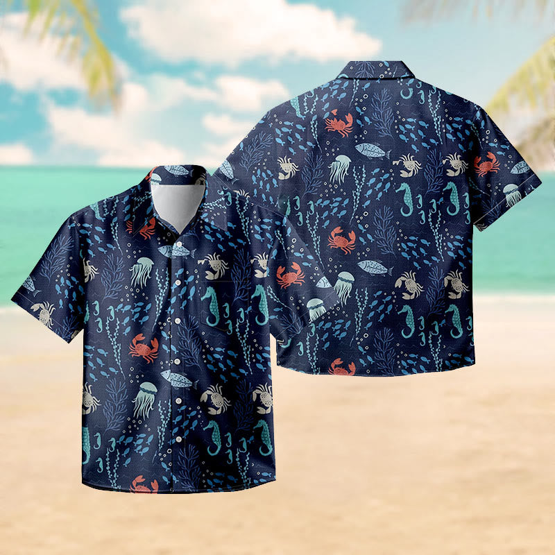 100% Cotton Underwater Adventure Marine Print Short Sleeve Shirt - image 2