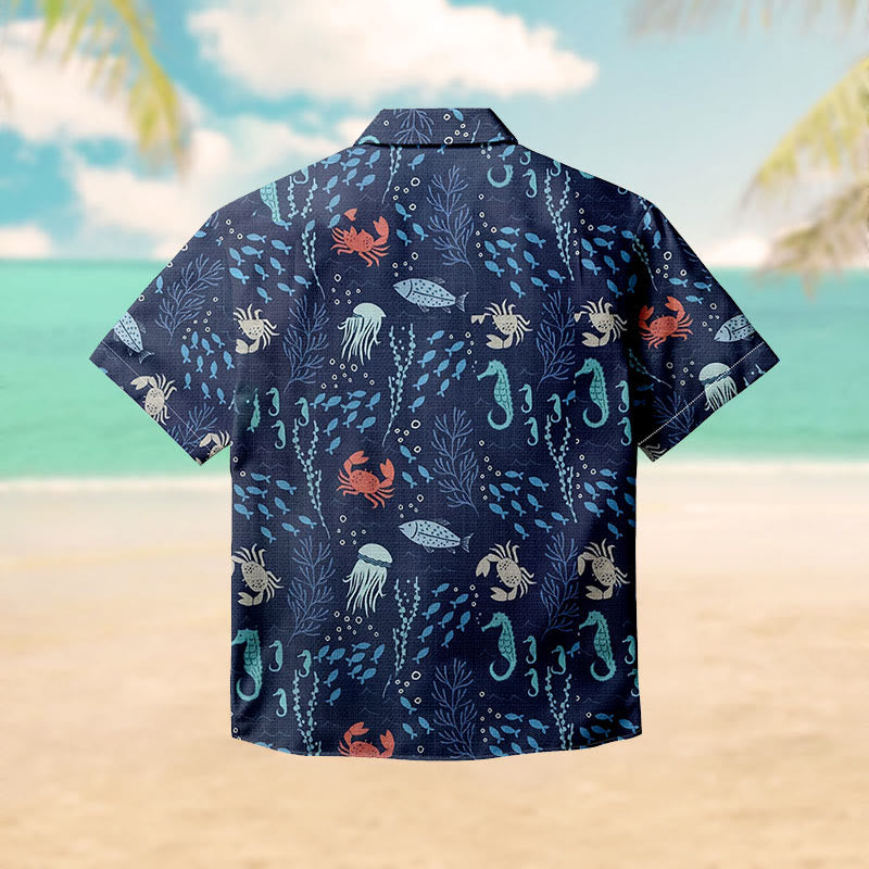 100% Cotton Underwater Adventure Marine Print Short Sleeve Shirt - image 1