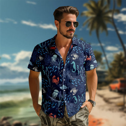100% Cotton Underwater Adventure Marine Print Short Sleeve Shirt - image 3