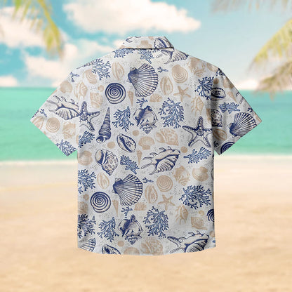100% Cotton Classic Ocean Treasures Print Short Sleeve Shirt - image 1