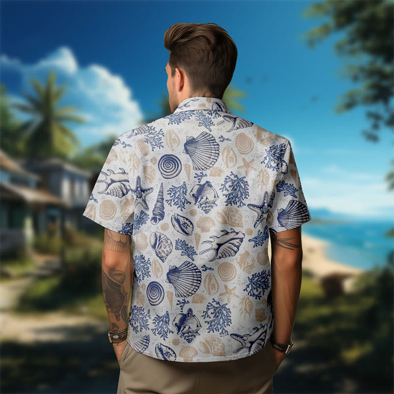 100% Cotton Classic Ocean Treasures Print Short Sleeve Shirt - image 4