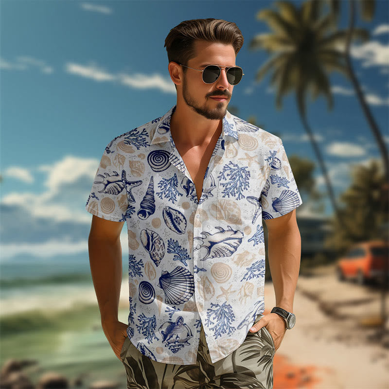 100% Cotton Classic Ocean Treasures Print Short Sleeve Shirt - image 3