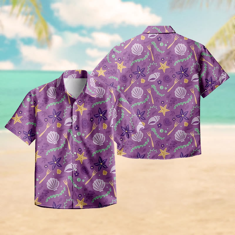 100% Cotton Lavender Marine Dreams Print Short Sleeve Shirt - image 2