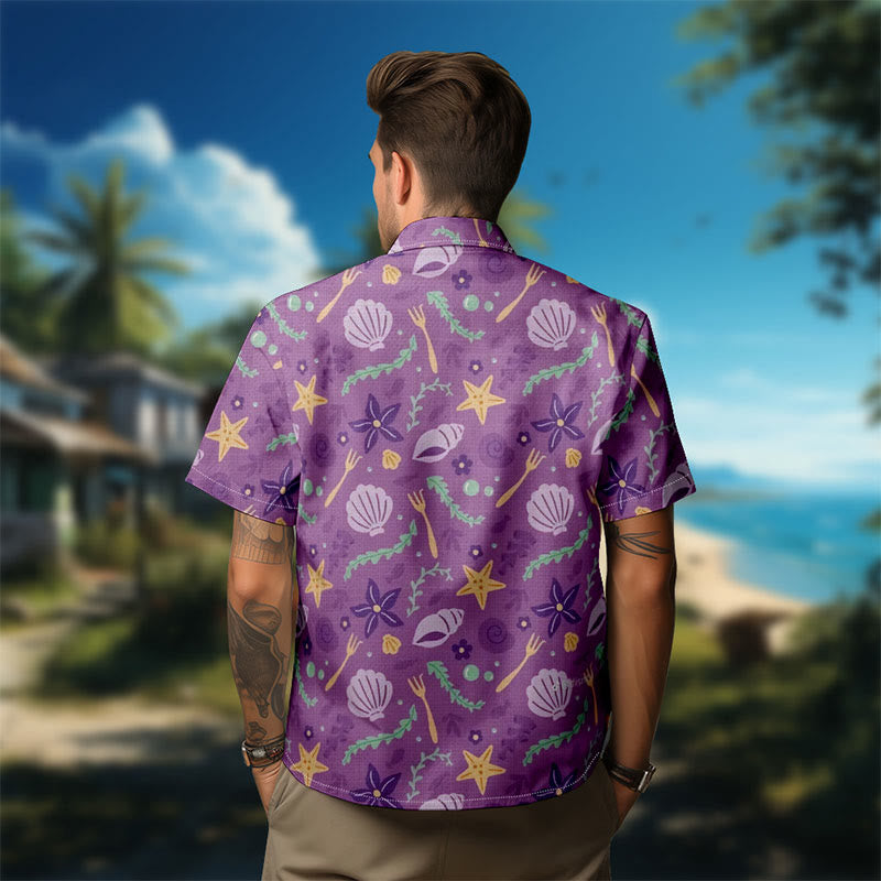 100% Cotton Lavender Marine Dreams Print Short Sleeve Shirt - image 4