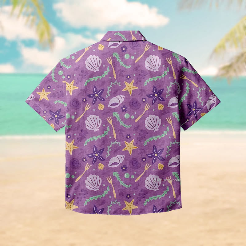 100% Cotton Lavender Marine Dreams Print Short Sleeve Shirt - image 1