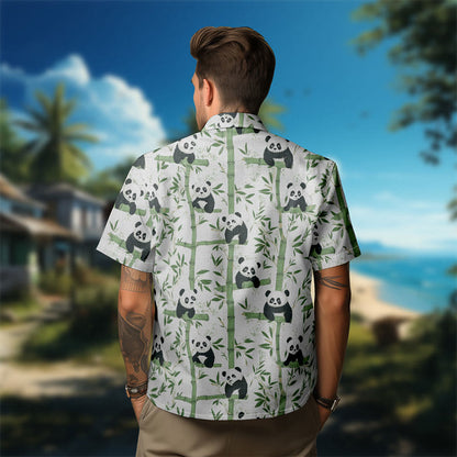 100% Cotton Cute Panda & Bamboo Print Short Sleeve Shirt - image 4