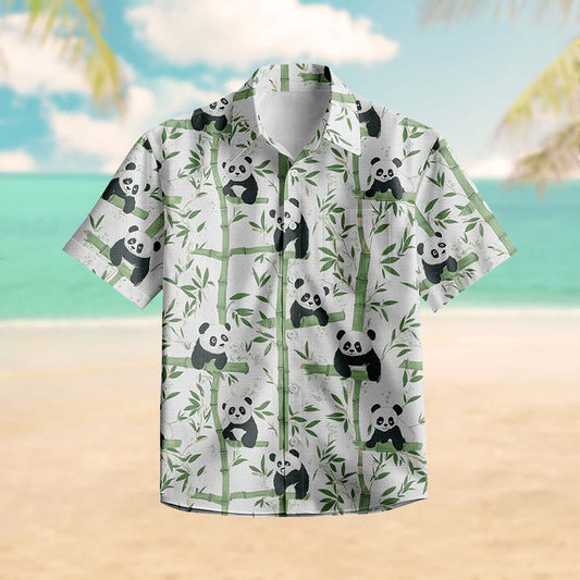 100% Cotton Cute Panda & Bamboo Print Short Sleeve Shirt - Green - 6XL - image 0
