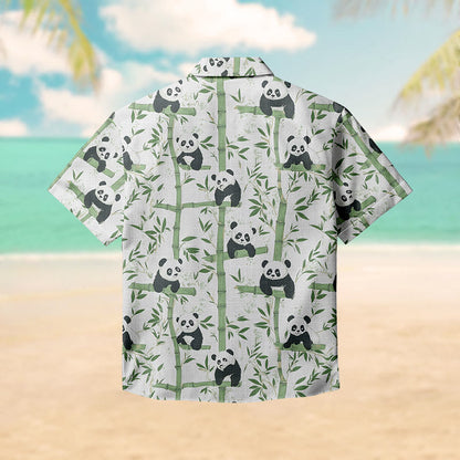 100% Cotton Cute Panda & Bamboo Print Short Sleeve Shirt - image 1