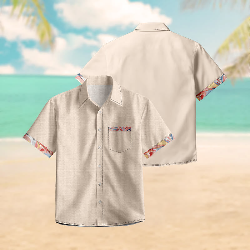 100% Cotton Tropical Solid Color Print Short Sleeve Shirt - image 2