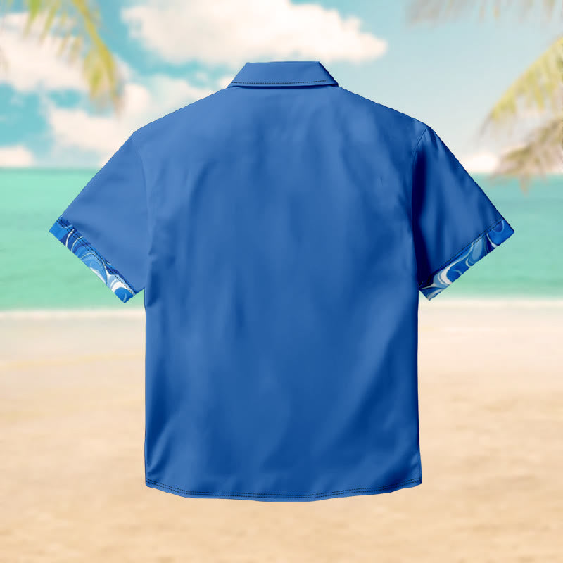 100% Cotton Nautical Blue Accent Print Short Sleeve Shirt - image 1