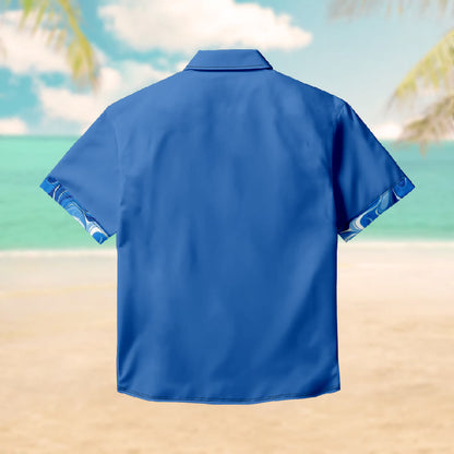 100% Cotton Nautical Blue Accent Print Short Sleeve Shirt - image 1