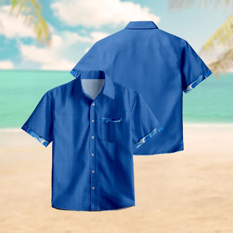 100% Cotton Nautical Blue Accent Print Short Sleeve Shirt - image 2