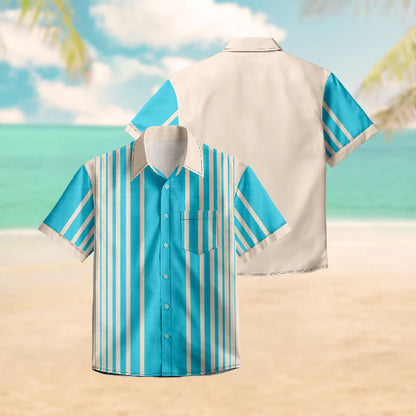100% Cotton Summer Striped Print Short Sleeve Shirt - image 2