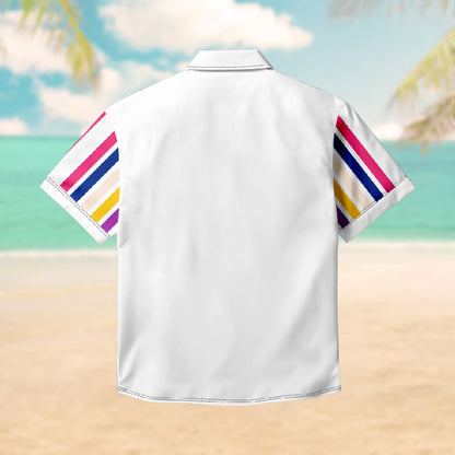 100% Cotton Rainbow Stripes Print Short Sleeve Shirt - image 1