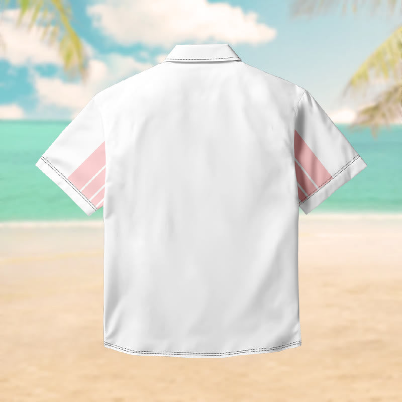 100% Cotton Pastel Pink Stripe Print Short Sleeve Shirt - image 1