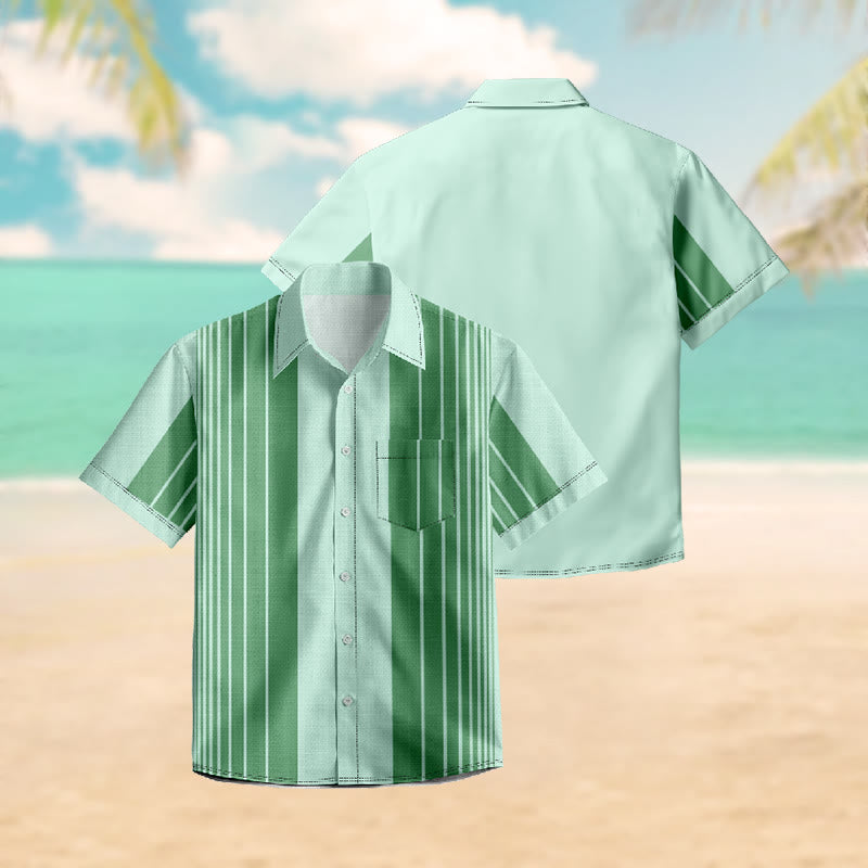 100% Cotton Simple Striped Print Short Sleeve Shirt - image 2