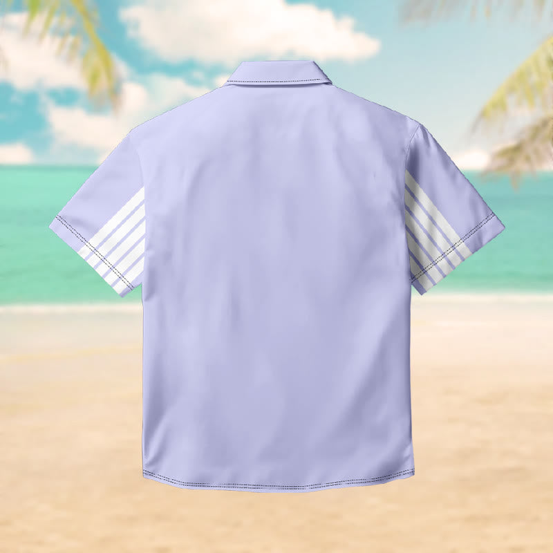 100% Cotton Lavender Striped Print Short Sleeve Shirt - image 2