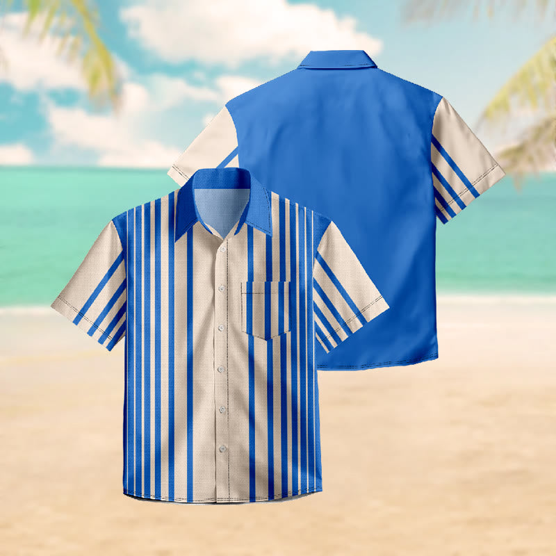 100% Cotton Summer Classic Striped Print Short Sleeve Shirt - image 3