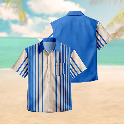 100% Cotton Summer Classic Striped Print Short Sleeve Shirt - image 3