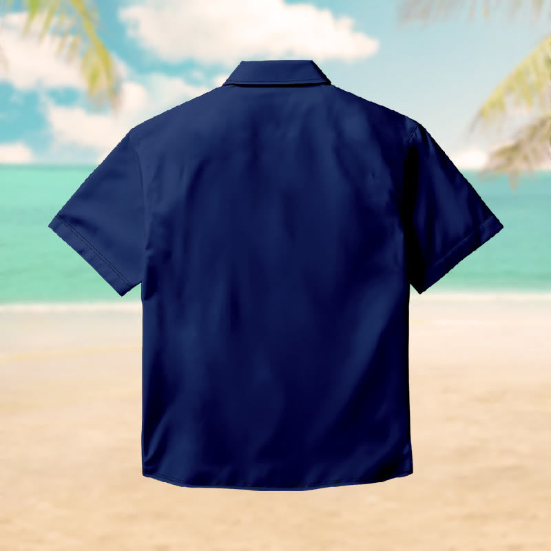 100% Cotton Retro Ocean Wave Print Short Sleeve Shirt - image 2