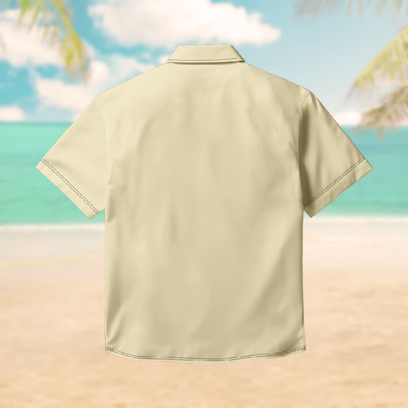 100% Cotton Autumn Leaves Pattern Print Short Sleeve Shirt - image 2