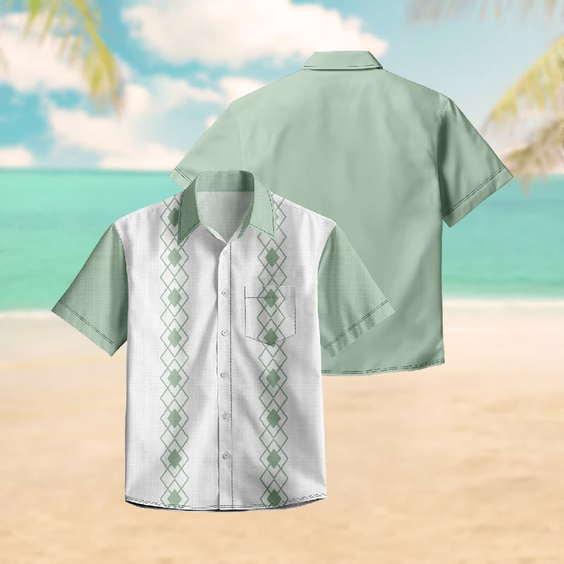 100% Cotton Simple Geometric Art Print Short Sleeve Shirt - image 3