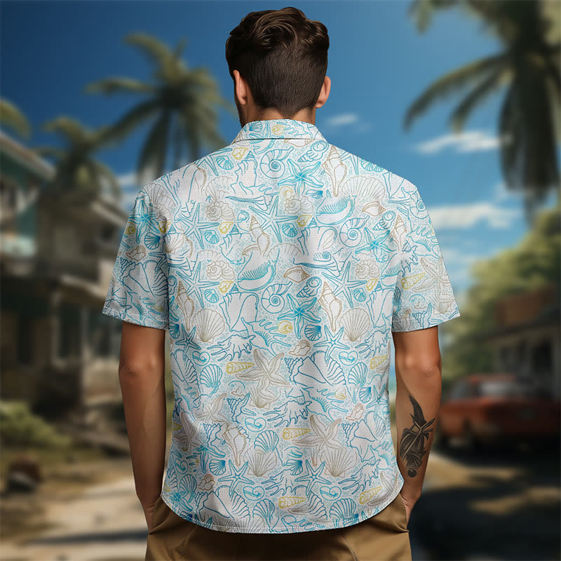 100% Cotton Multiple Seashells Print Short Sleeve Shirt - image 5