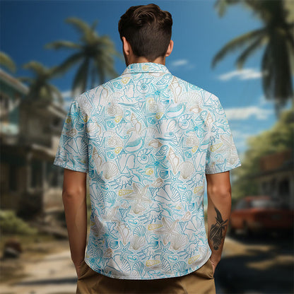 100% Cotton Multiple Seashells Print Short Sleeve Shirt - image 5