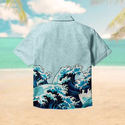 100% Cotton Magnificent Tsunami Art Print Short Sleeve Shirt - image 2