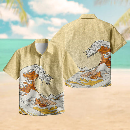 100% Cotton Retro Wave Art Print Short Sleeve Shirt - image 3