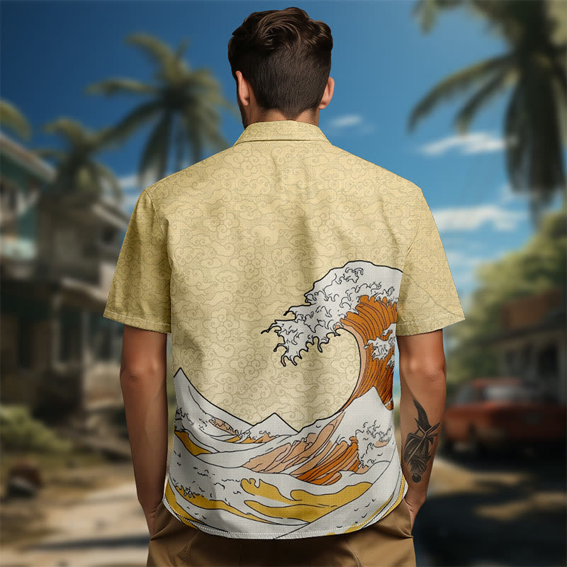 100% Cotton Retro Wave Art Print Short Sleeve Shirt - image 5