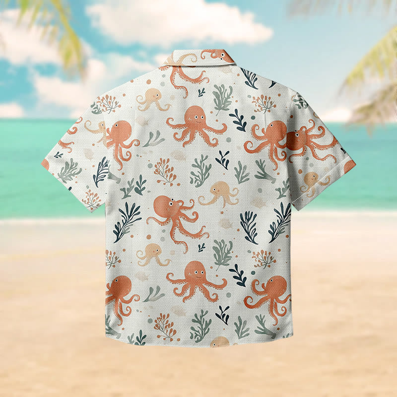 100% Cotton Lovely Octopus Pattern Print Short Sleeve Shirt - image 2